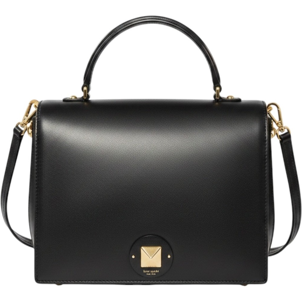 Kate Spade New York Crossbody Purse Black Leather‎ Designer Gold Tone Hardware